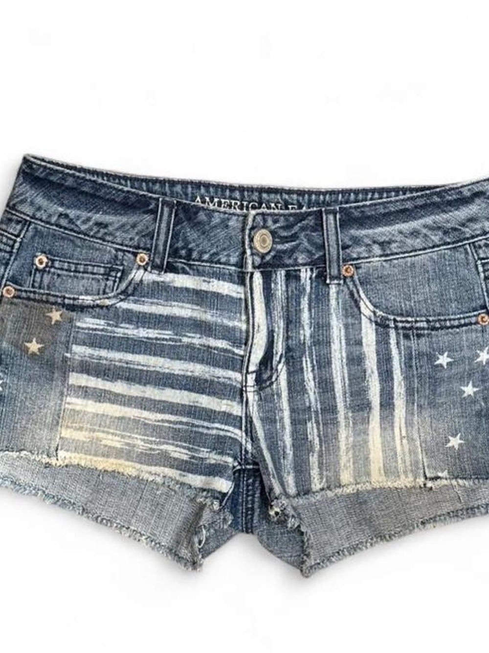 Y2K American Eagle Stars and Stripes Graphic Mid Rise Booty Shorts